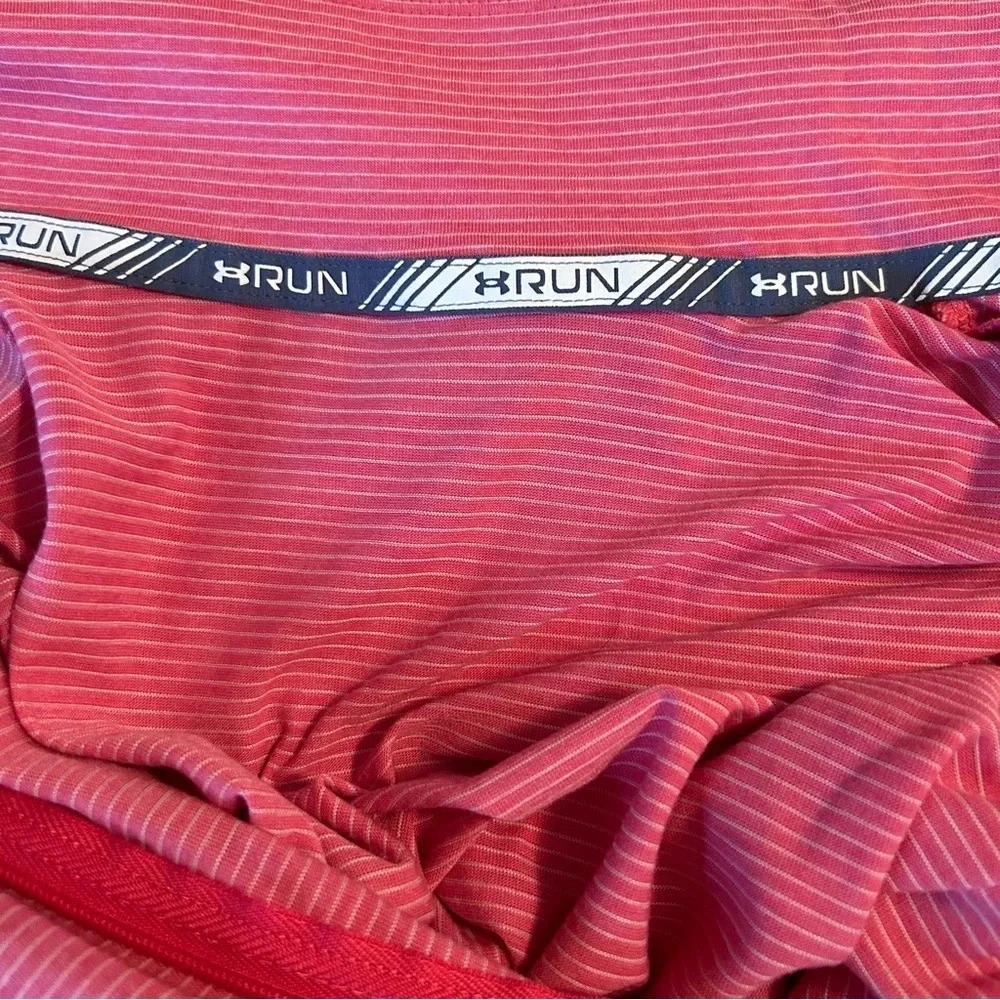 Under Armour RUN Half Zip Lightweight Pullover Women S Pink White Stripe Workout